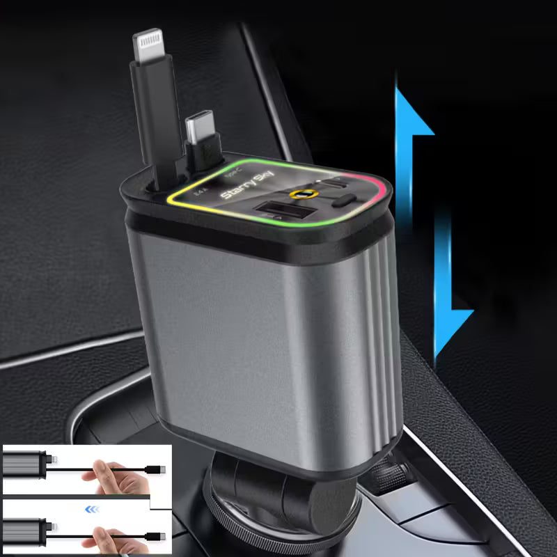4-In-1 Car Phone Charger with Star Light