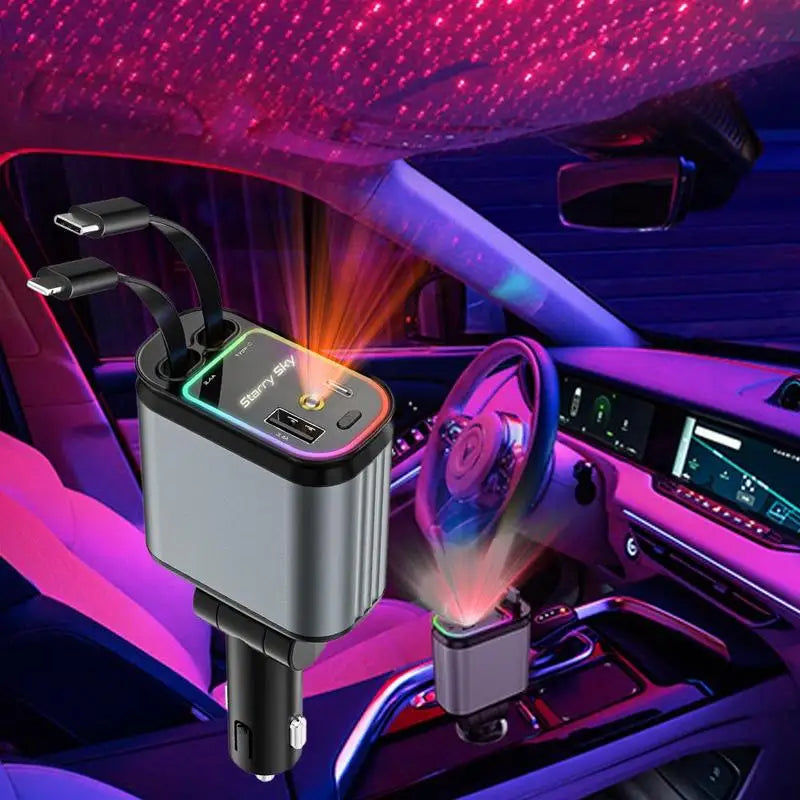 4-In-1 Car Phone Charger with Star Light